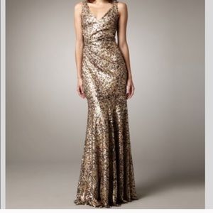 David Meister Gold Sequin Gown